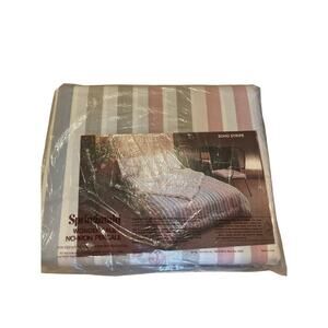 Vintage New SPRINGMAID Wondercale King Flat Sheet Striped Bed Linens NOS USA